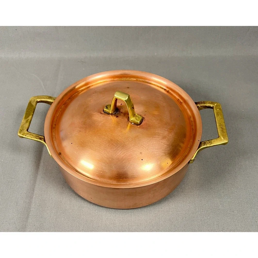 Paul Revere Ware USA Solid Copper Pot 2 QT Buffet Casserole Stock Pan 8062